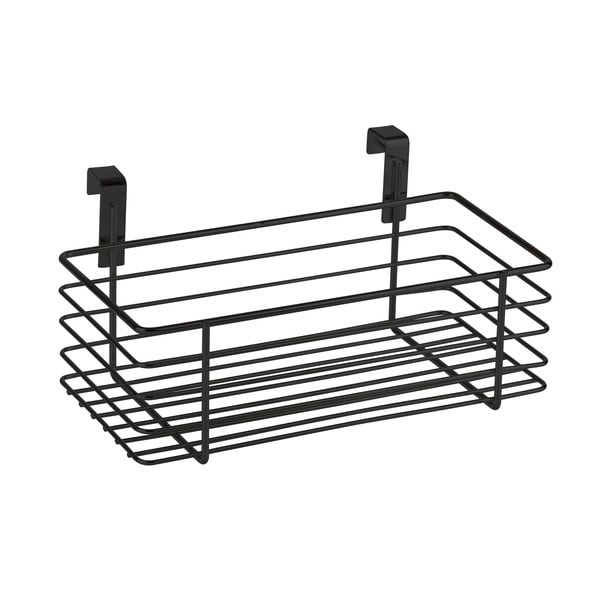 Черна висяща метална кошница за кухненска врата Slim, 24 x 15 cm - Wenko