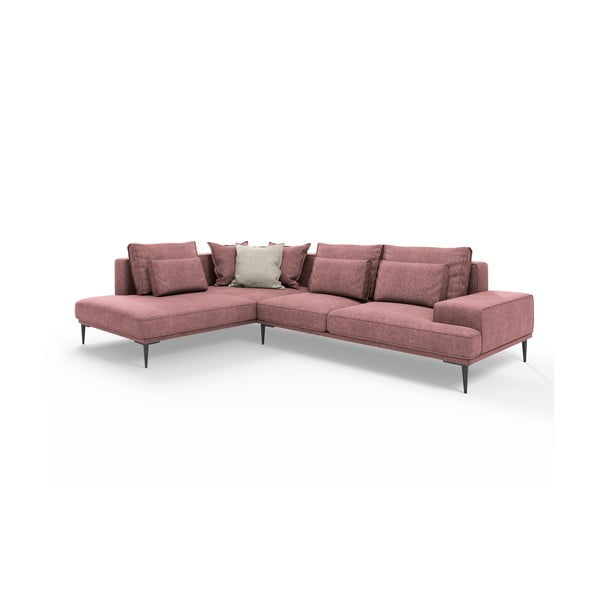 Розов ъглов разтегателен диван , ляв ъгъл Liege - Interieurs 86