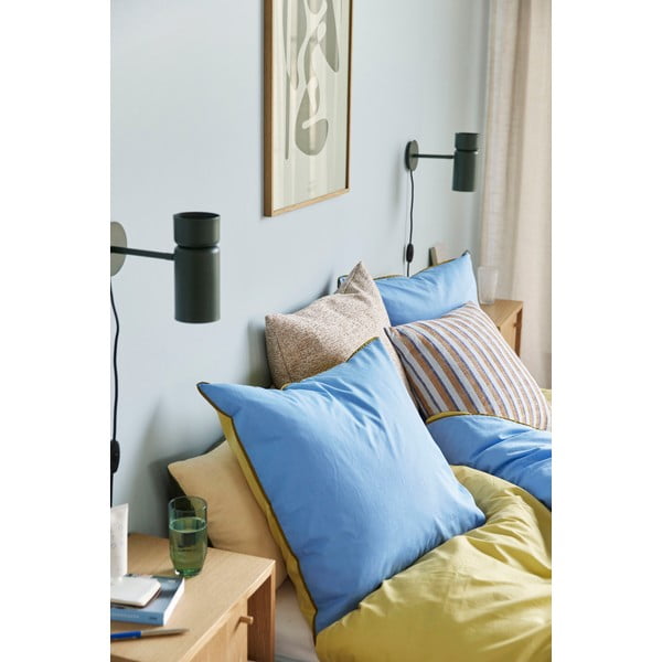 Синьо и жълто памучно спално бельо Линия, 140 x 200 cm - Hübsch-image-3