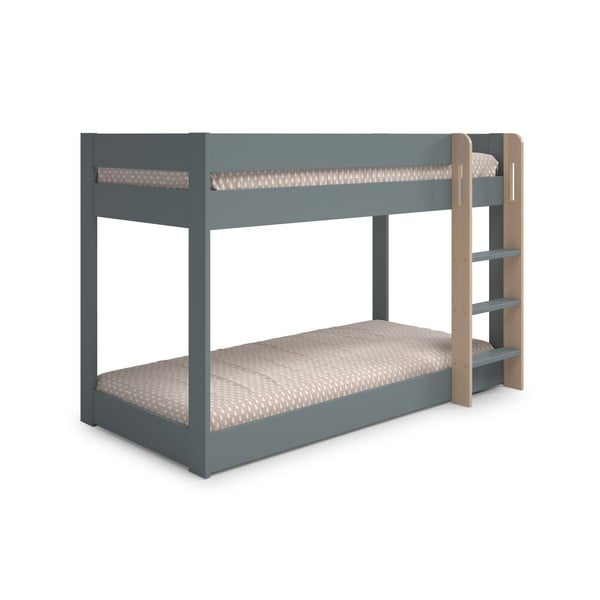 Детско легло сиво-зелено 90x190 cm двуетажно с включена подматрачна рамка Angel – Marckeric-image-3