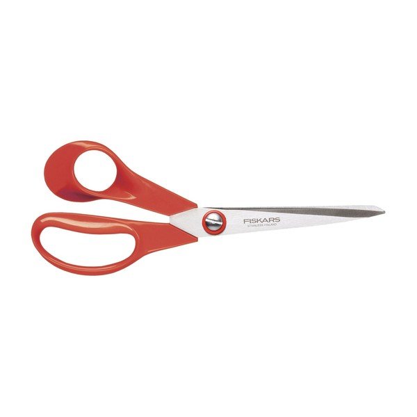 Червена ножица за лява ръка , дължина на острието 21 cm - Fiskars