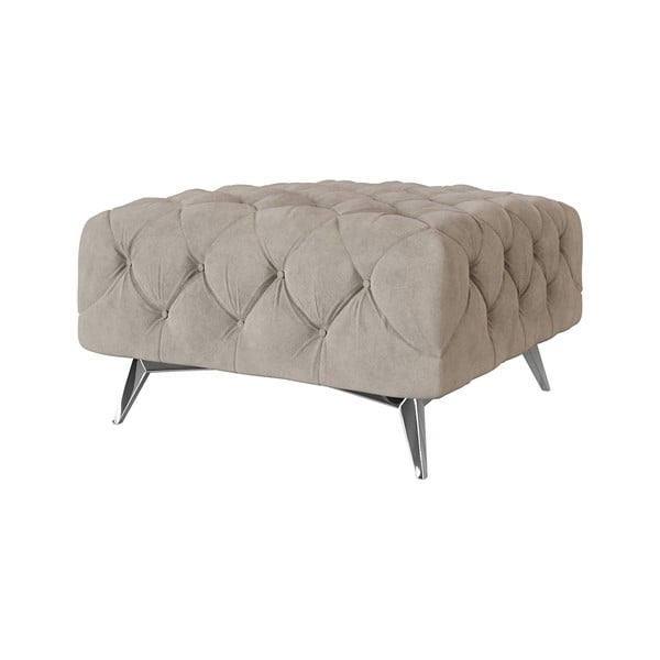 Сиво-бежова кадифена табуретка Chelsea – Ropez-image-2