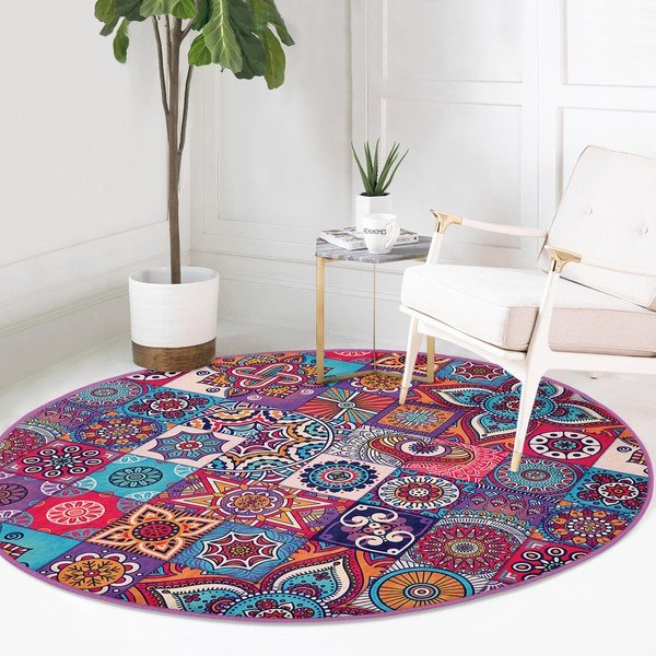 Кръгъл килим подходящ за пране и за прахосмукачки роботи ø 100 cm Comfort – Mila Home-image-2