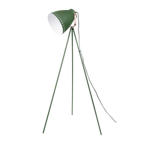 Zelená stojací lampa s detaily v měděné barvě Leitmotiv Mingle