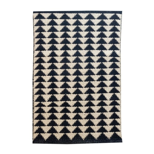Ръчно тъкан памучен килим в черно и бежово Pipsa Triangle, 60 x 90 cm - TJ Serra