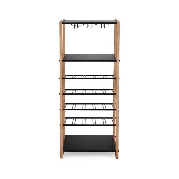 Черен/в естествен цвят метален шкаф за вино брой бутилки 20, 50x122x35 cm Isaac – Yes Everyday-image-3