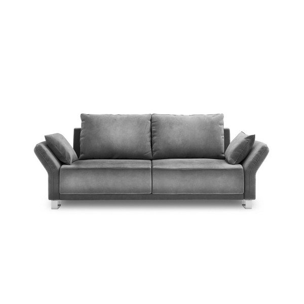 Сив триместен разтегателен диван с кадифена покривка Pyxis - Windsor & Co Sofas