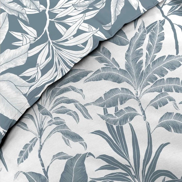 Бяло/синьо  двойно удължено памучно спално бельо 240x220 cm Hera – douceur d'intérieur-image-2