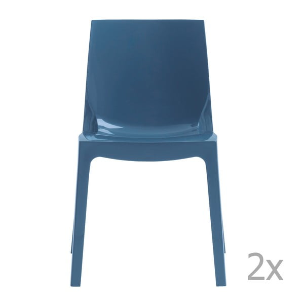 Sada 2 modrých jídelních židlí Castagnetti Ice