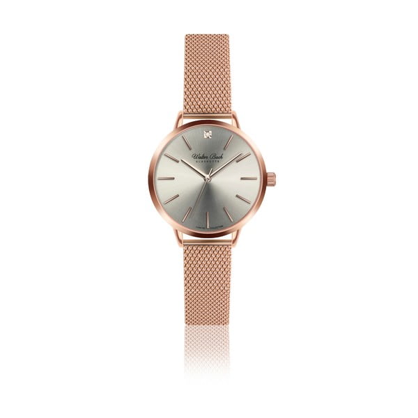 Дамски часовник с 1 диамант и каишка от неръждаема стомана в златисто розово Dimond - Walter Bach