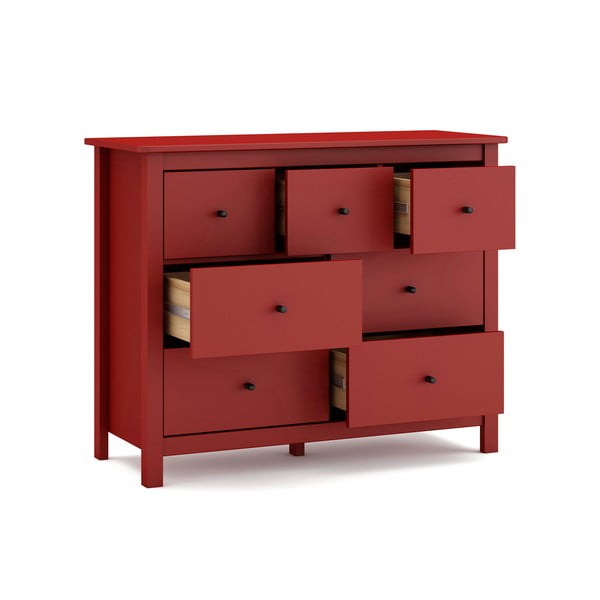 Червен нисък скрин от борова дървесина 110x80 cm Misti - Marckeric-image-3