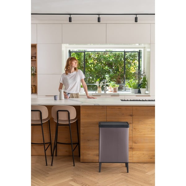 Розово кошче за боклук с отваряне с докосване от рециклирана пластмаса 54 l Verto High – Curver-image-3