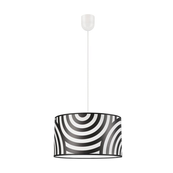 Черно-бяла висяща лампа с текстилен абажур ø 35 cm Print - LAMKUR