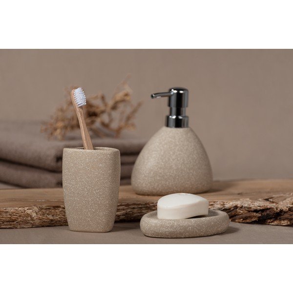 Бежова керамична чаша за четки за зъби Pion - Wenko-image-3