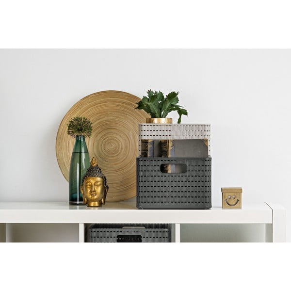 Тъмно сива рециклирана пластмасова кошница за съхранение Country - Rotho-image-3