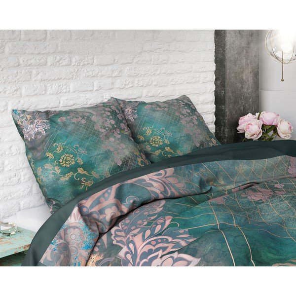 Zelené bavlněné povlečení na jednolůžko Pure Cotton Tiran Flower, 140 x 200 cm-image-2