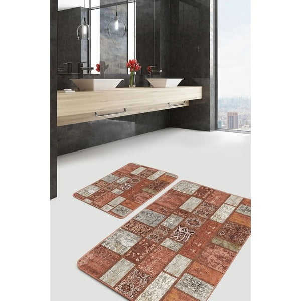 Кафяви кадифени килими за баня в комплект от 2 бр. 60x100 cm – Mila Home-image-1