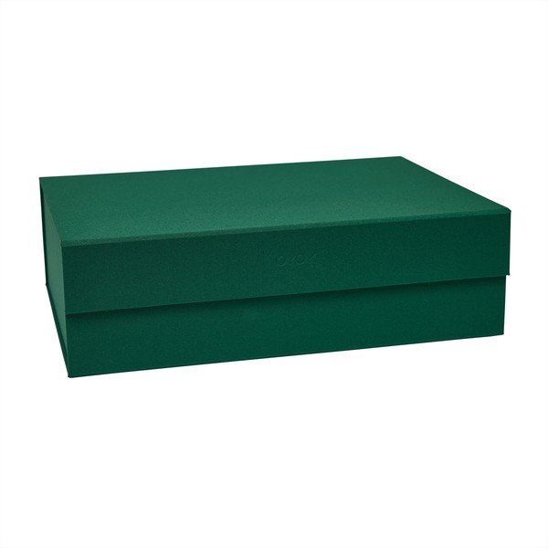 Тъмнозелена картонена кутия за съхранение с капак 45x33x15 cm Hako – OYOY Living Design