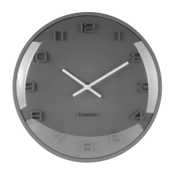 Šedé nástěnné hodiny Karlsson Elevated, ⌀ 25 cm
