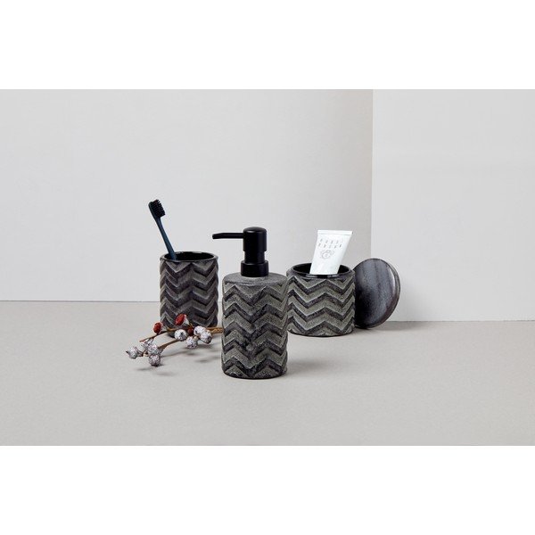 Тъмно сива ръчно рисувана чаша за четка за зъби Mantua - Wenko-image-4