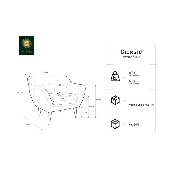 Modré křeslo Mazzini Sofas Amelie-image-2