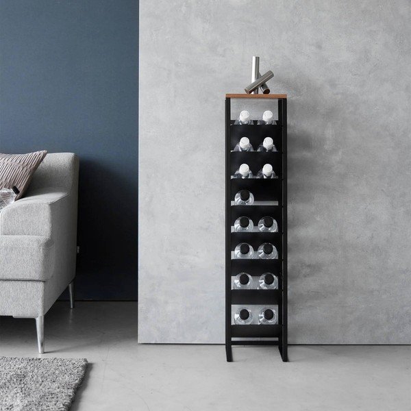Черен метален стелаж за вино брой бутилки 16 20x88,5x19 cm Tower – YAMAZAKI-image-1