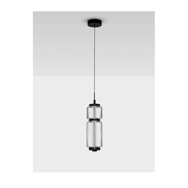 Матово черно стъклено LED висящо осветително тяло ø 12 cm Liesa – Nova Luce-image-4