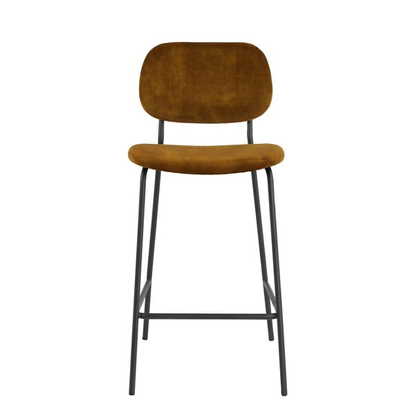 Бар стол от кадифе в цвят горчица 92 cm Emma - Light & Living-image-3