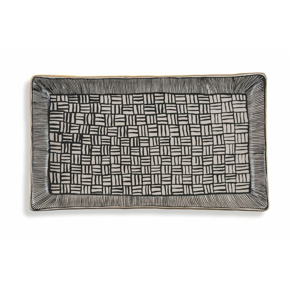 Черна правоъгълна керамична чиния Villa d'Este Masai, дължина 37 cm - Villa d'Este