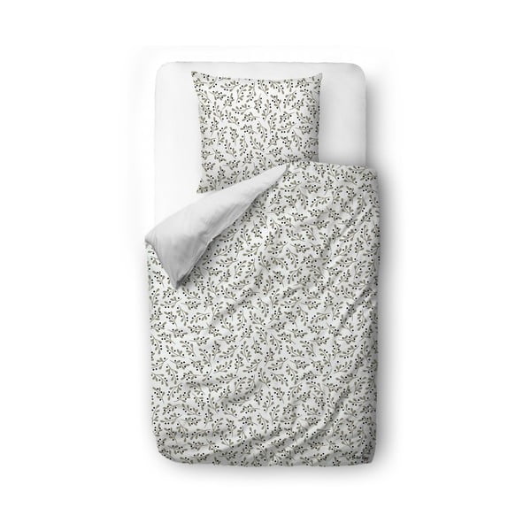 Бяло-сиво единично спално бельо от памучен сатен 140x200 cm - Butter Kings