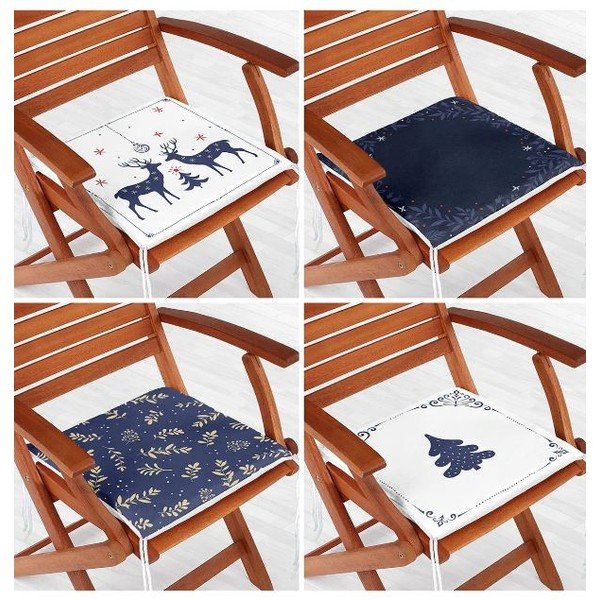 Възглавници за сядане в комплект от 4 бр. с коледни мотиви 40x40 cm Blue Christmas – Mila Home