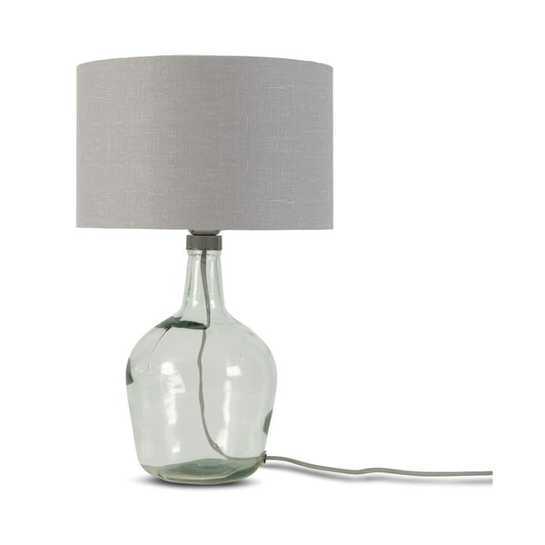 Настолна лампа със светлосив абажур и конструкция от рециклирано стъкло Мурано, ⌀ 30 cm - Good&Mojo