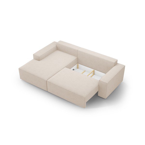 Бежов разтегателен ъглов диван от букле (ляв ъгъл) Jodie – Micadoni Home-image-4