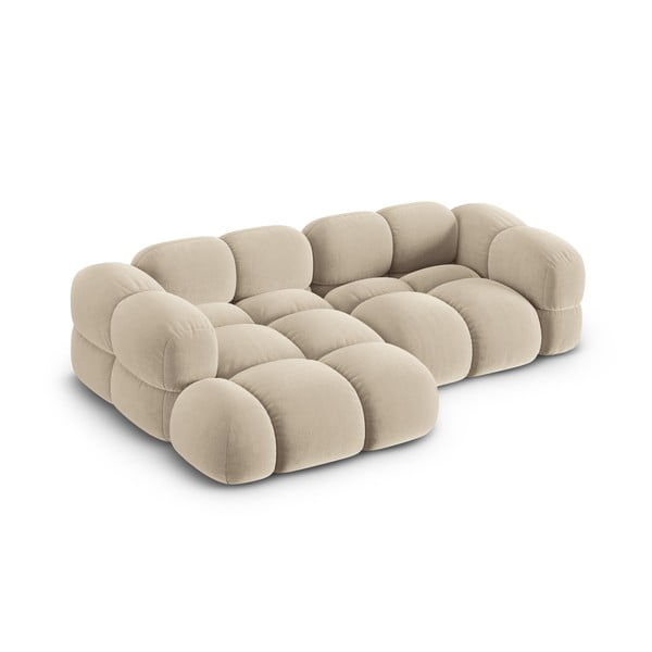 Бежов кадифен ъглов диван (ляв ъгъл) Loretto – Cosmopolitan Design-image-2