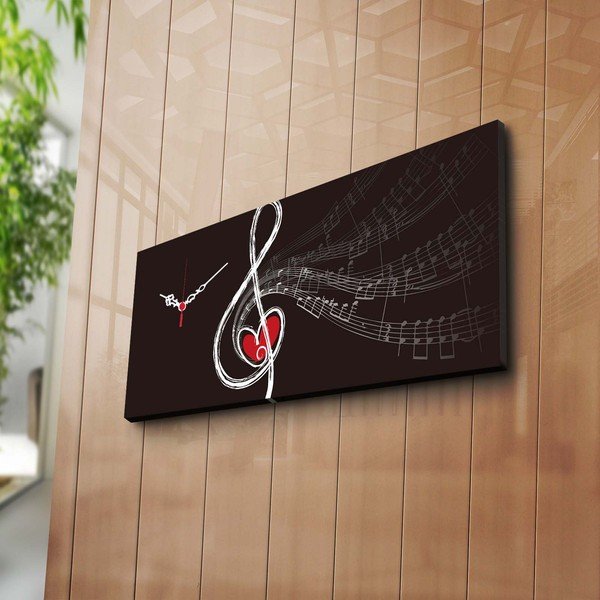 Декоративен часовник за стена Ключ за цигулка, 30 x 70 cm - Wallity-image-1