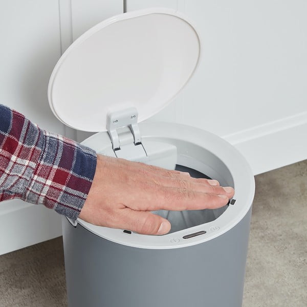 Светлосиво кошче за отпадъци Sensoric, 8 л - Addis-image-3