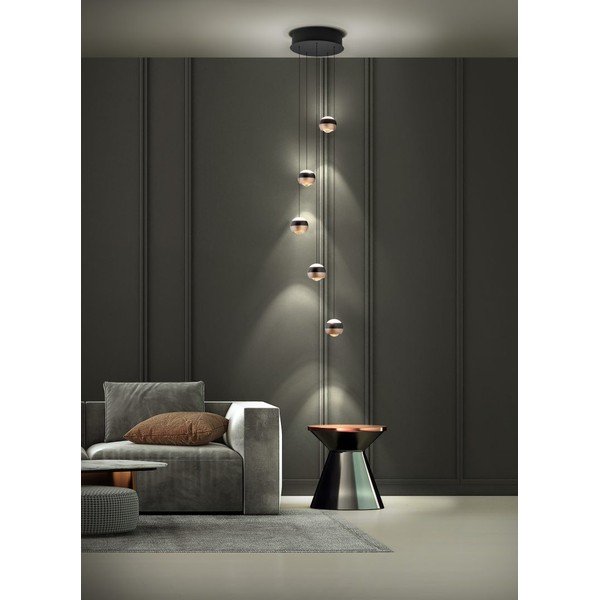 LED висящо осветително тяло с метален абажур ø 30 cm в черно-меден цвят Orbit - Trio Select-image-1