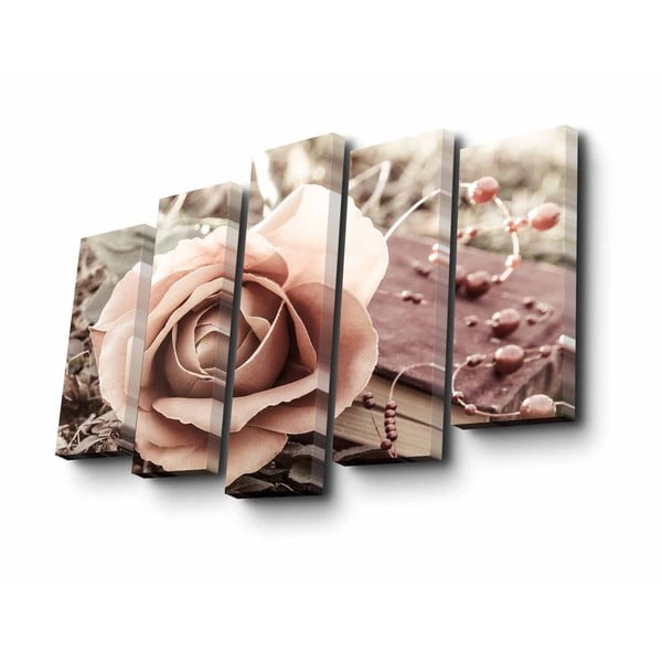 Картина от няколко части Розова роза, 82 x 50 cm - Unknown