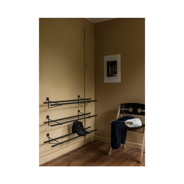 Черна бамбукова стена за обувки със стоманени детайли Shoe Rack - We Do Wood-image-2