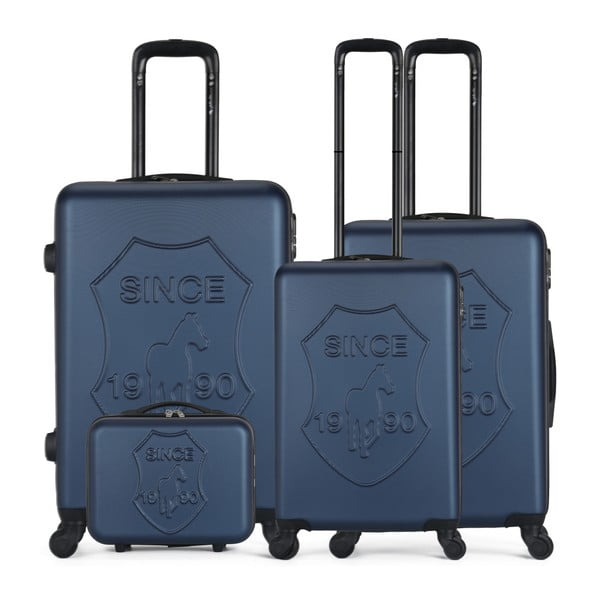 Sada 4 tmavě modrých cestovních kufrů na kolečkách GENTLEMAN FARMER Integre & Vanity