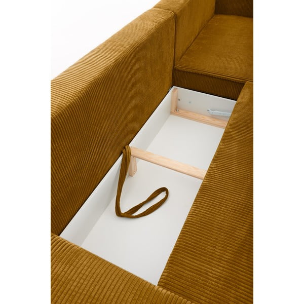 Горчица Жълт велур Променлив диван ъглов разтегателен диван Bowie - Bonami Selection-image-1