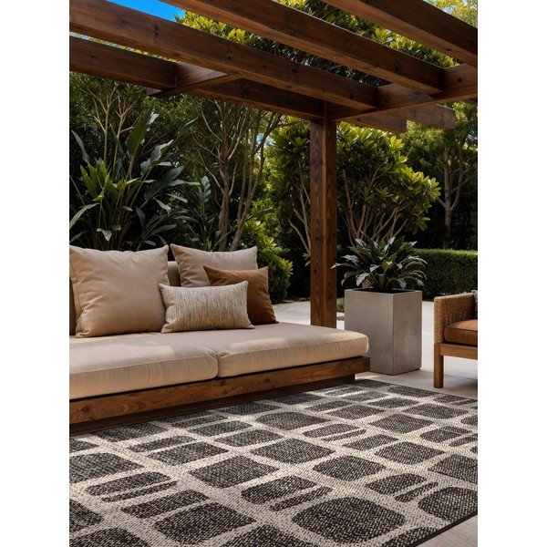 Черен/кремав килим за открито и закрито 160x230 cm Haringey Ruskin – Ted Baker-image-1