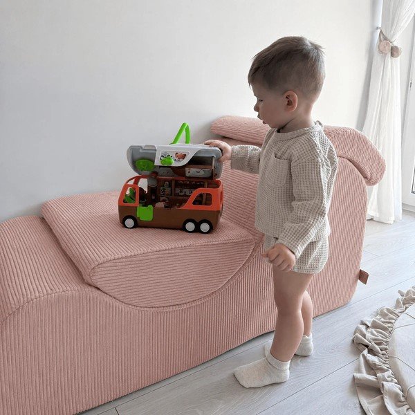 Кремав детски стол от рипсено кадифе Wave – Meowbaby-image-1