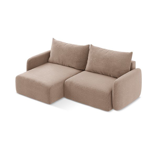 Светлокафяв разтегателен ъглов диван с място за съхранение (ляв ъгъл) Kalena – Makamii-image-3