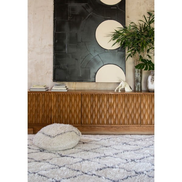 Бяла вълнена табуретка Berber Soul – Lorena Canals-image-1