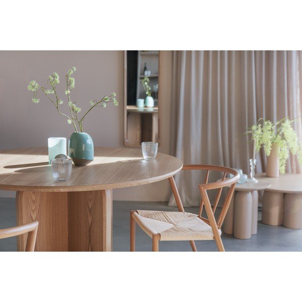 Кръгла трапезна маса от декор от дъб  ø 120 cm Laurent – White Label-image-4