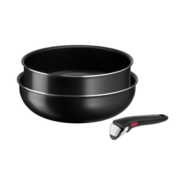 Комплект алуминиеви съдове за готвене 3 бр. Ingenio Easy Cook & Clean Black - Tefal