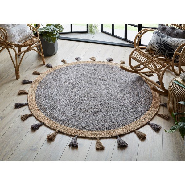 Сив килим от юта , ⌀ 150 см Istanbul - Flair Rugs-image-1