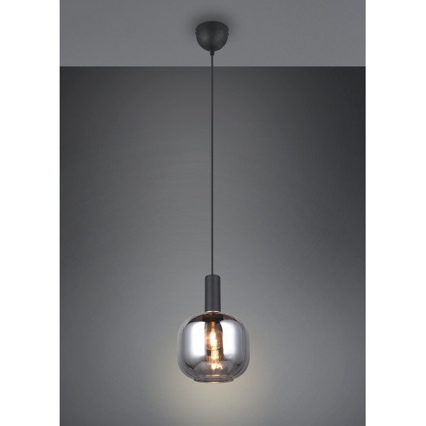 Черно висящо осветително тяло със стъклен абажур ø 20 cm Diva – Trio-image-1