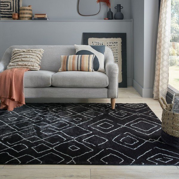 Черен килим подходящ за пране 160x230 cm Imran – Flair Rugs-image-1